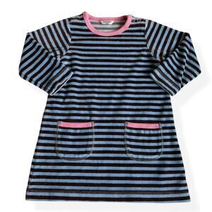 Baby Boden Striped Velour Long Sleeve Dress 18-24m